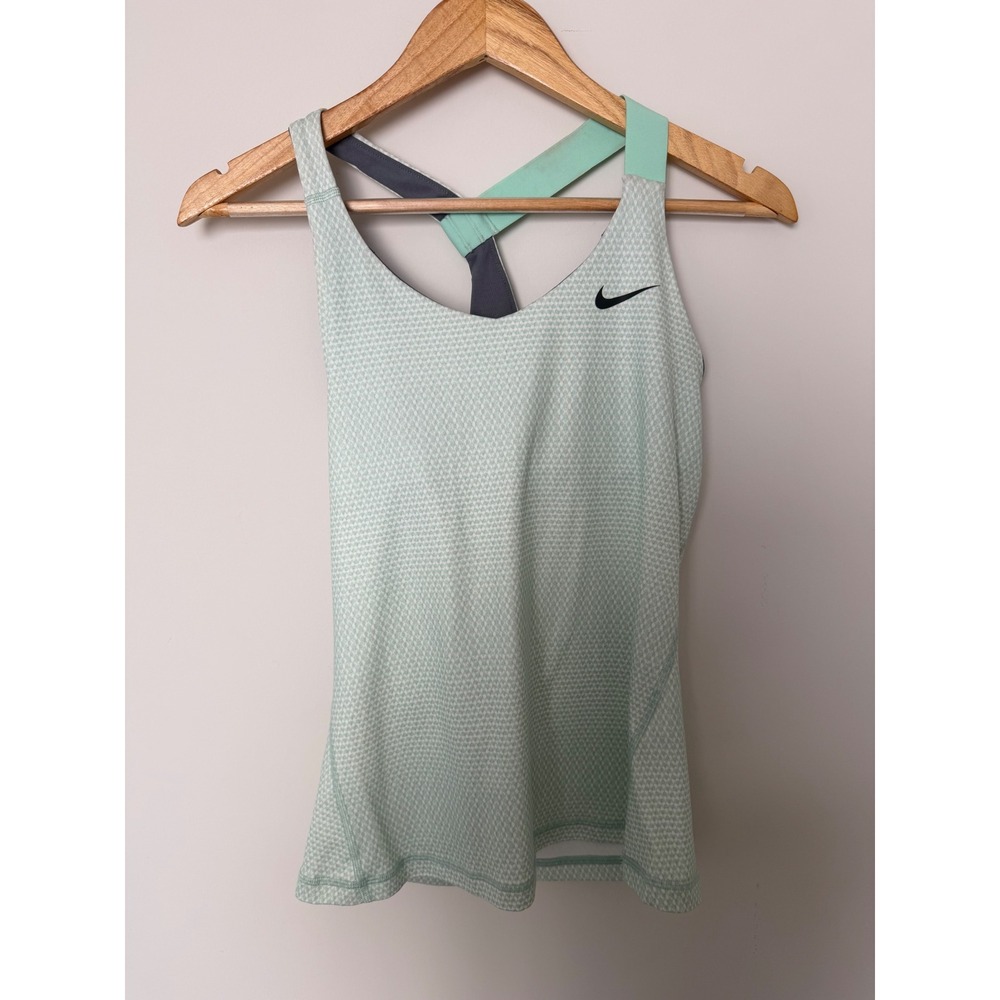 Nike Tank Top Womens S Pro Hypercool Geometric Mint Green Excellent